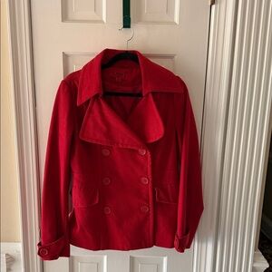 CoffeeShop Classic Red Pea Coat for Women